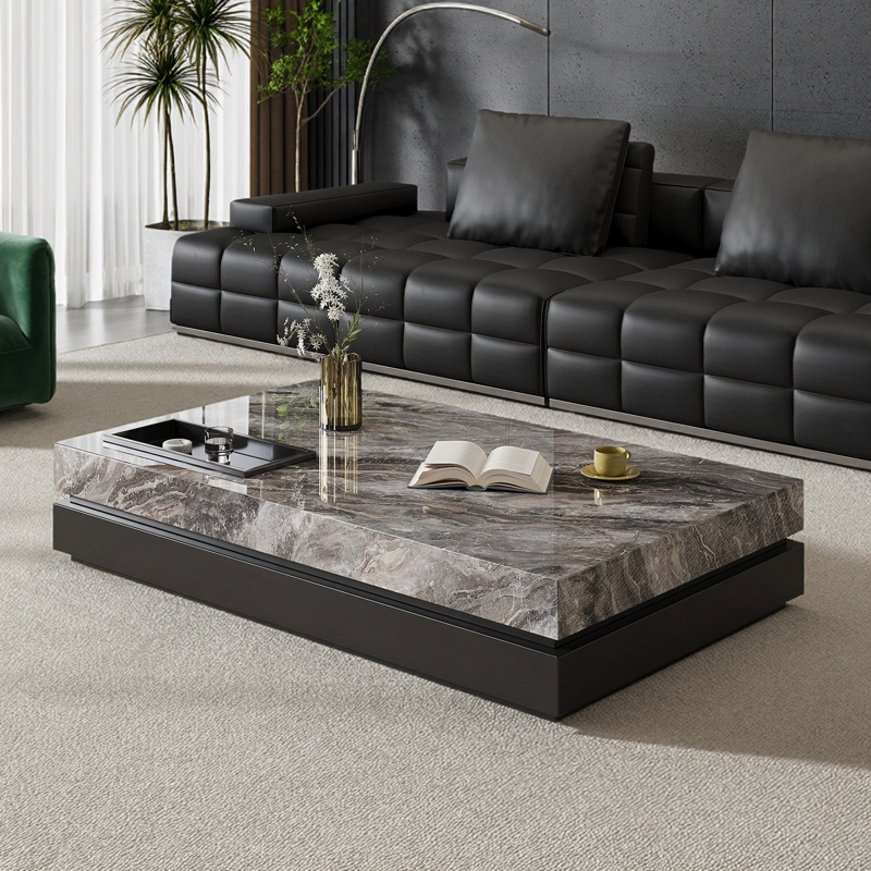 意式极简岩板茶几现代简约小户型客厅家用方形轻奢高级感茶几