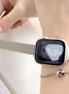 适用Applewatch78苹果手表带S9新款凯蒂猫细款米兰尼斯iwatch65se新款时尚潮流个人新款男女替换腕带