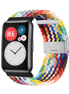适用HUAWEI华为watch FIT4/4pro/3/2手表表带编织尼龙腕带TIA-B19/B09替换带watchfitnew雅致版卡扣表链配件