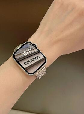 适用于applewatch8765se苹果手表iwatch表带金属麦穗编织细款米兰新款时尚潮流个人男女新款替换腕带