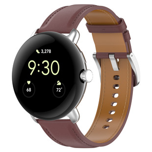 适用Google Pixel watch4/3/2/1 高品质真皮表带谷歌手表皮革替换腕带Pixel牛皮1代男女41/45mm