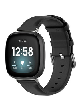 适配fitbit versa3/sense/2/4智能运动款versa 3男女腕带通用圆尾真皮手表带