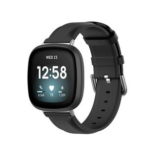 适配fitbit versa3/sense/2/4智能运动款versa 3男女腕带通用圆尾真皮手表带