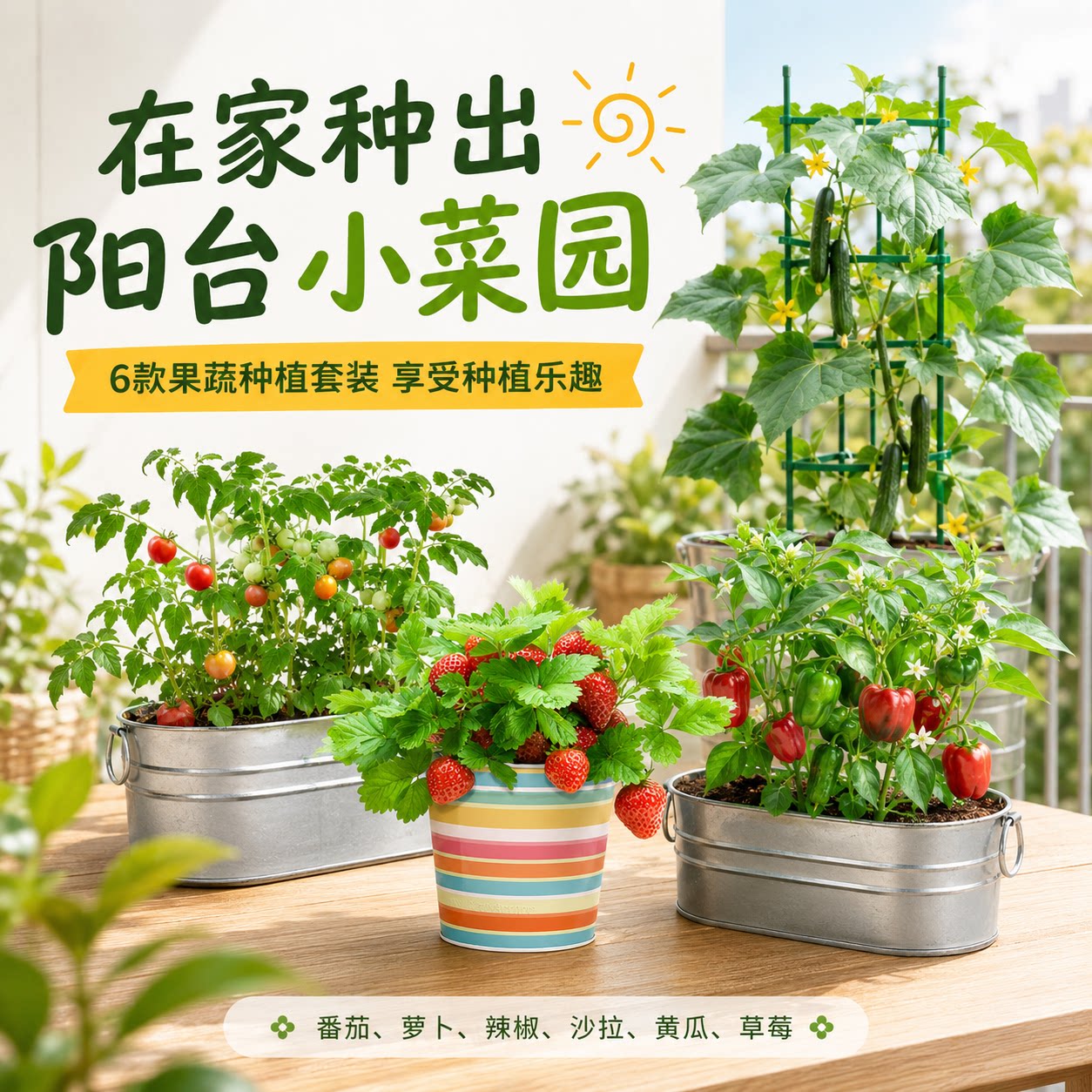 阳台果蔬盆栽亲子DIY种植套装