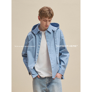 NUMBER HERE春秋季新款logo刺绣宽松休闲连帽夹克外套