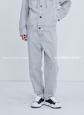 NUMBER HERE春季新款水洗灰色休闲牛仔裤舒适男士长裤NH13N108