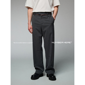 HERE 商场同款 满身logo绣花直筒垂顺条纹休闲长裤 NUMBER 西裤