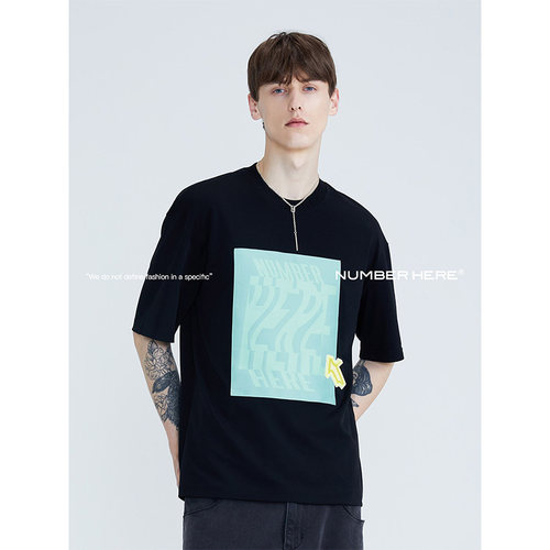NUMBERHERE短袖针织印花