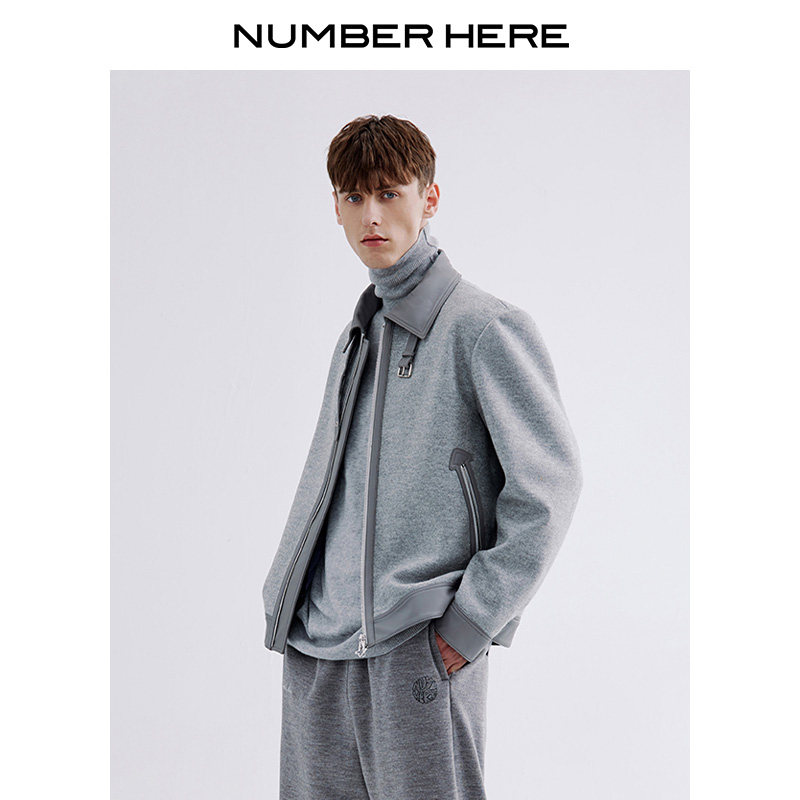 NUMBER HERE春秋季绵羊毛休闲机车夹克外套男女款NH24J209