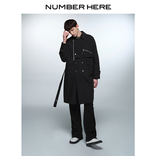 NUMBER HERE经典翻领前片活页设计风衣外套大衣23300115318