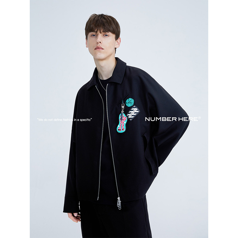 NUMBER HERE 精纺羊毛宽松休闲拉链夹克外套潮牌男女款NH22Q168