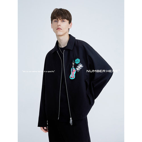 NUMBER HERE 精纺羊毛宽松休闲拉链夹克外套潮牌男女款NH22Q168