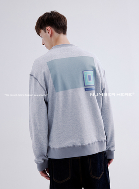 NUMBER HERE春秋季印花牙刷绣标休闲圆领套头卫衣男款NH24W014