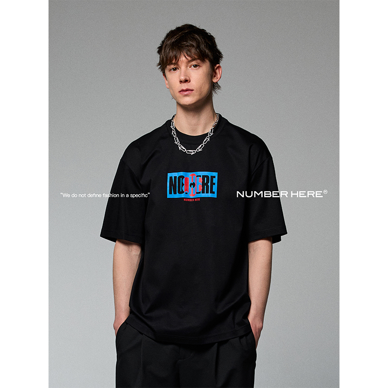 NUMBER HERE【商场同款】双面针织混纺抗皱吸湿透气质感短袖T恤