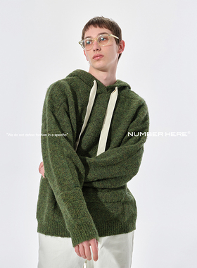 NUMBER HERE23SS春秋季套头连帽卫衣毛衣针织衫男女款NH24M165