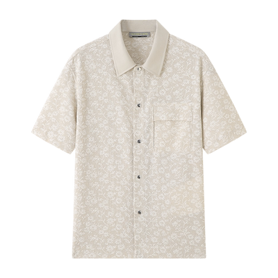 NUMBER HERE【商场同款】定制针织提花肌理感轻薄透气短袖衬衫男