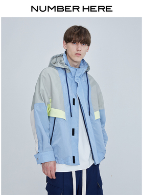 NUMBER HERE男女款宽松休闲拼色叠门禁设计师款夹克外套NH13Q001