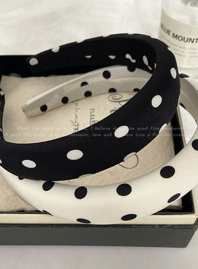 气质波点增高颅顶发箍女高级感海绵时尚洗脸头箍简约气质外出头饰