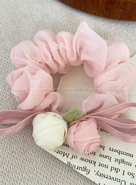 春季新款玫瑰花头绳发绳女生大肠发圈超仙扎马尾网红皮筋森系头饰