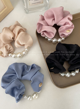 法式森系轻奢珍珠大肠发圈绸缎头绳少女皮筋扎头发高弹力超仙头饰