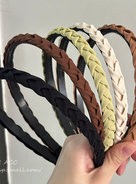 麻花洗脸发箍女外出百搭鱼骨辫带齿防滑头箍夏高级感压发发卡头饰