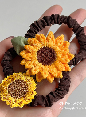 超仙向日葵发圈女头绳网红发绳可爱甜美扎丸子头简约2023新款皮筋