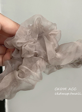 时尚网纱褶皱夹子头饰女气质后脑勺发夹盘发抓夹超仙超大号鲨鱼夹