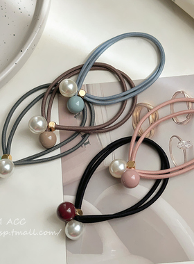 新款珍珠头绳女简约气质感高马尾发圈皮套女扎头发橡皮筋发绳发饰