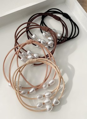 新款日韩珍珠爱心发圈头绳女高弹力简约扎头发皮筋皮套扎马尾发绳