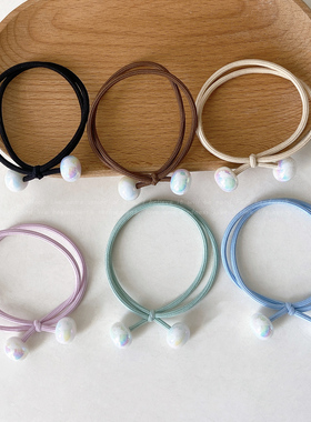 高弹力纯色幻彩珍珠头绳皮筋扎头高弹力丸子头扎马尾简约发绳发圈