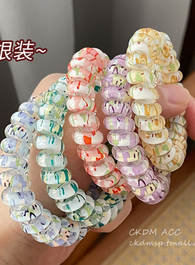 甜美糖果色头绳2023新款电话线发圈发绳女无痕扎发皮筋不伤发头饰