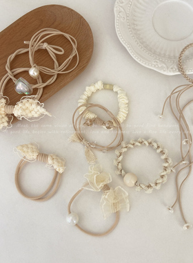 森系蝴蝶结发绳皮筋少女扎头高弹力超仙头绳后脑勺扎马尾皮套头饰