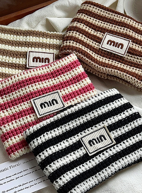 冬季运动针织发带2023新款护额头防风抹额头套发箍女宽边月子头巾