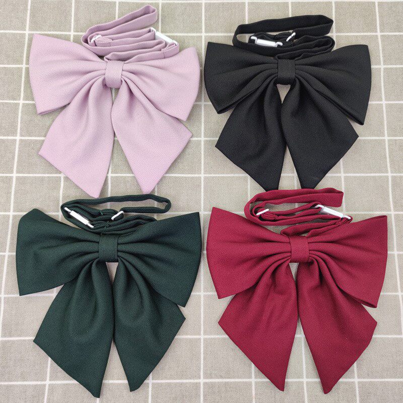 JK纯色领结巨羽根领花绀红黑色可爱学生蝴蝶结水手服制服配饰摄影图片