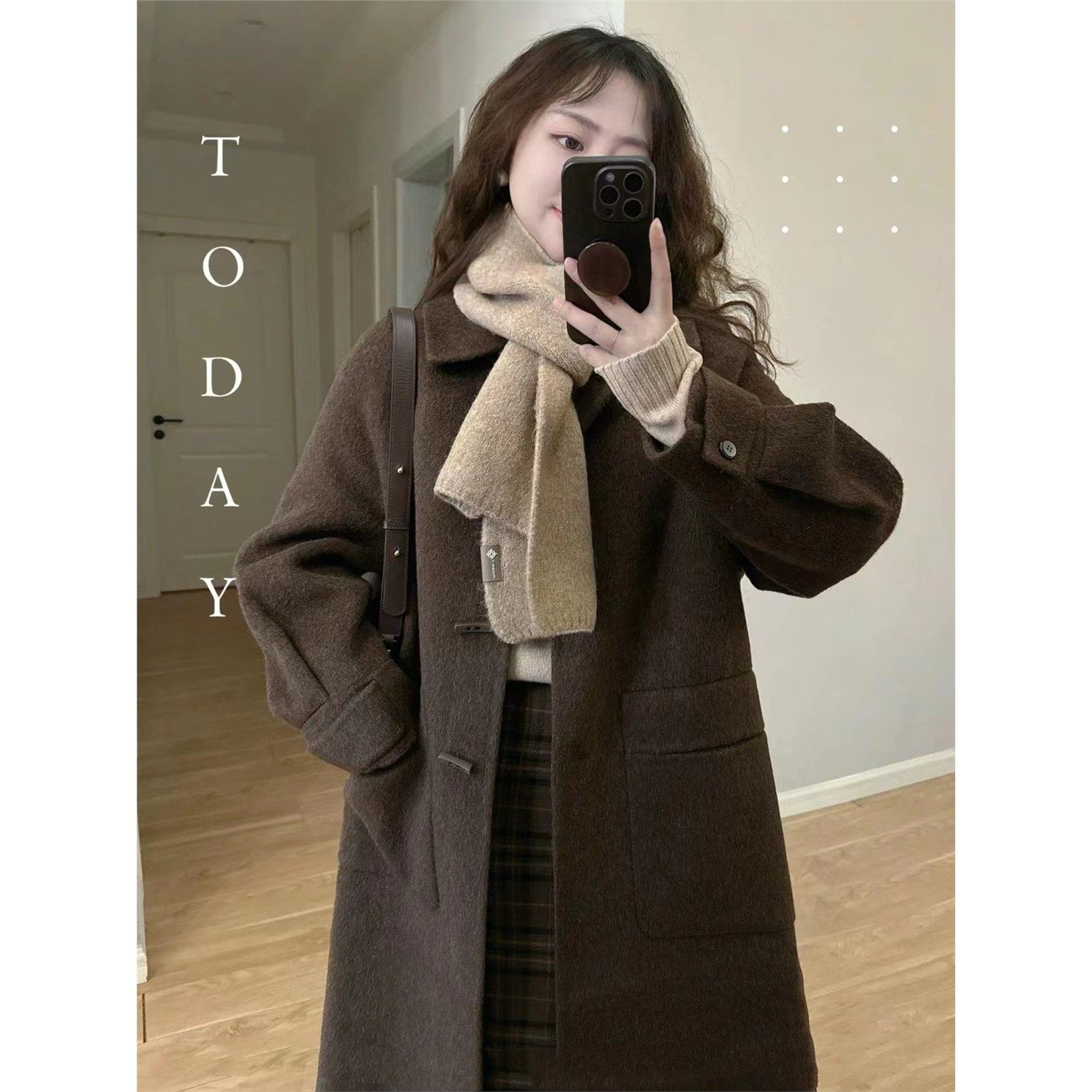 牛角扣呢子大衣女2025秋冬新款毛呢外套英伦风高级感小个子毛呢女