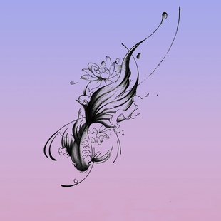 【拍一发3张】中国风水墨鱼草本纹身贴防水女持久不反光身体贴纸