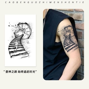 3张-强者之路草本纹身贴防水男持久不反光手臂腿部创意个性小众