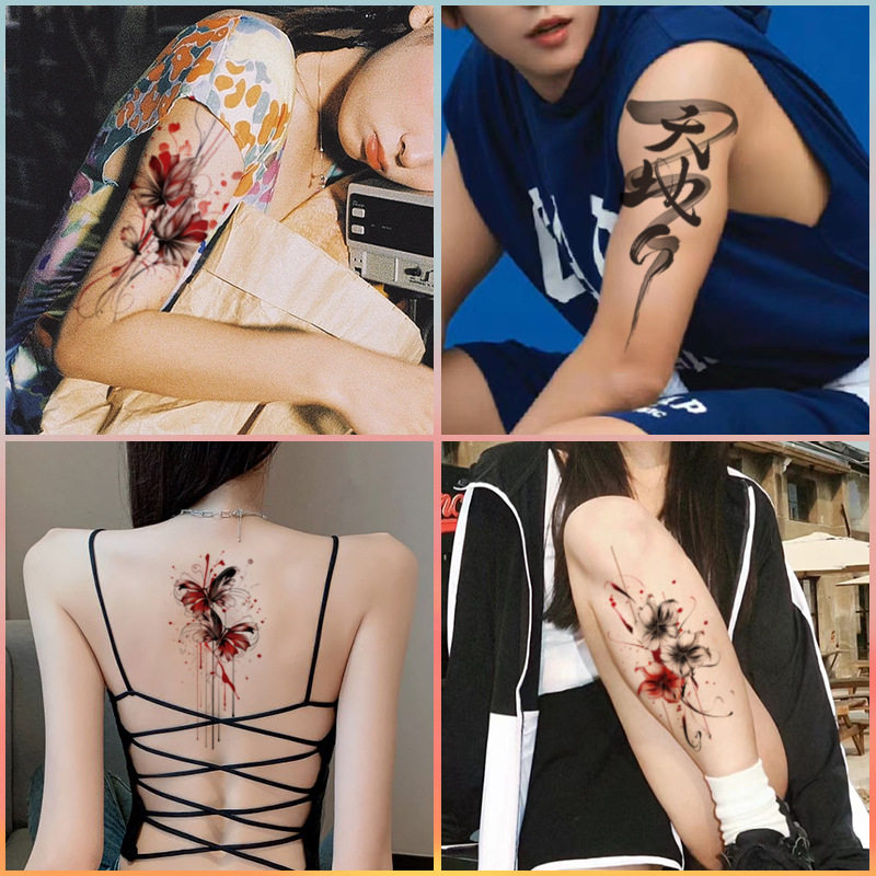 【自选六张】文艺花臂彩色纹身贴男大图防水女持久仿真高级感刺青