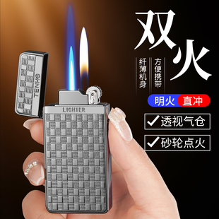 正品腾洪双火电镀打火机充气男士高档气体不防风纯黄铜高端定制礼