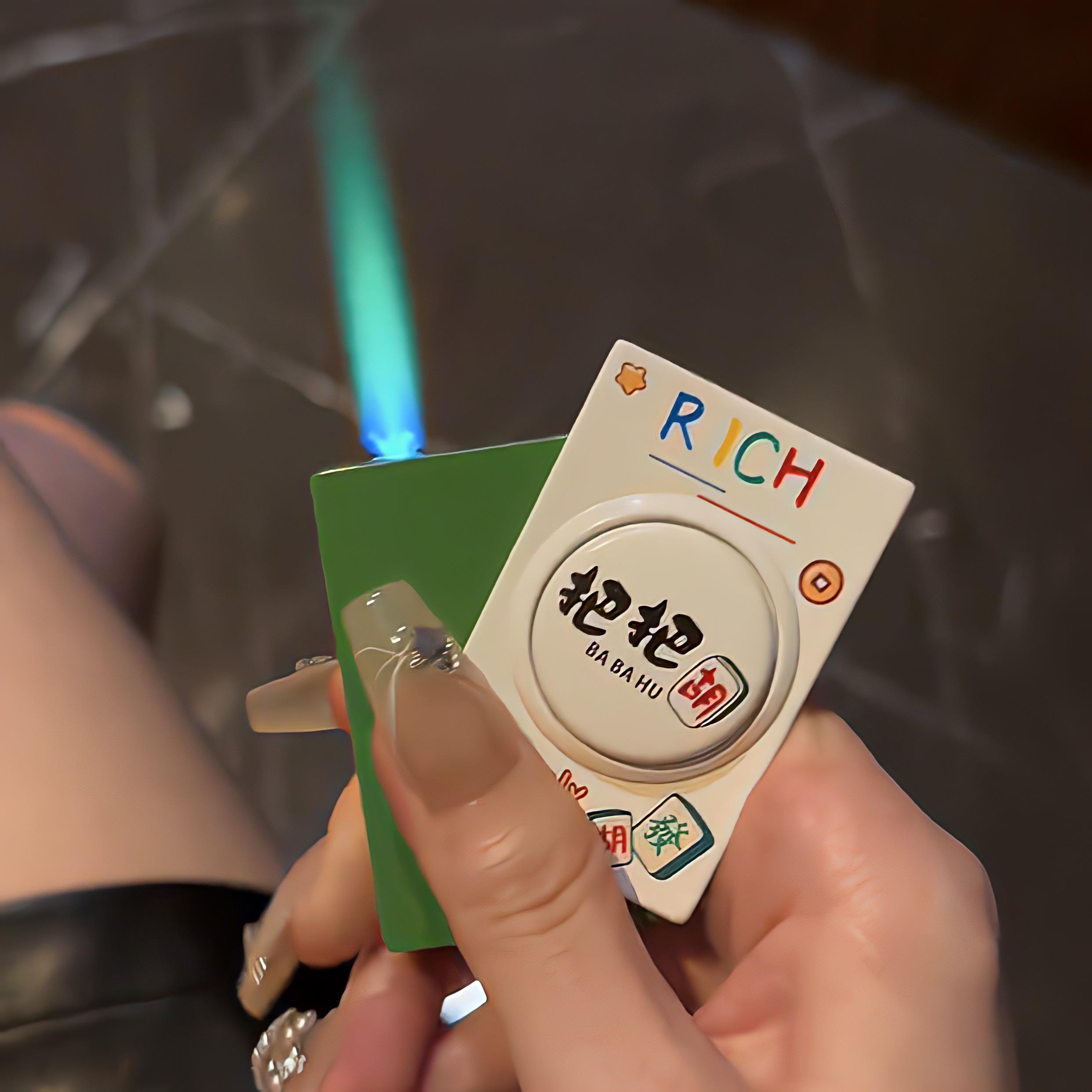 创意旋转麻将侧滑防风打火机