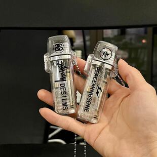 2024冬潮牌绿火焰直冲防风打火机送男友高级礼物个性透明材质可循