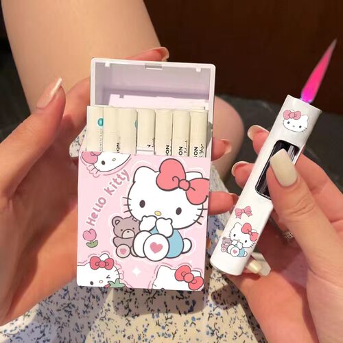 KT猫防风打火机烟盒一体便携