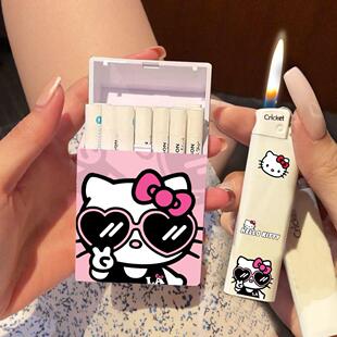 便携粉色kitty个性创意打火机抗压送男友烟盒蜡笔小新玉桂狗正品