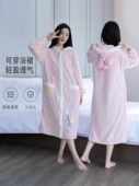 2024新款 女士可穿式 洗完澡穿 比全棉吸水长袖 浴巾浴袍速干秋冬季