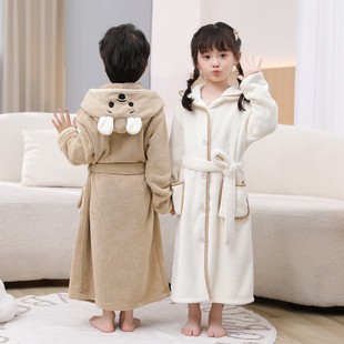 儿童浴袍可穿式浴巾冬泳保暖比全棉吸水速干游泳洗澡后穿的男童女