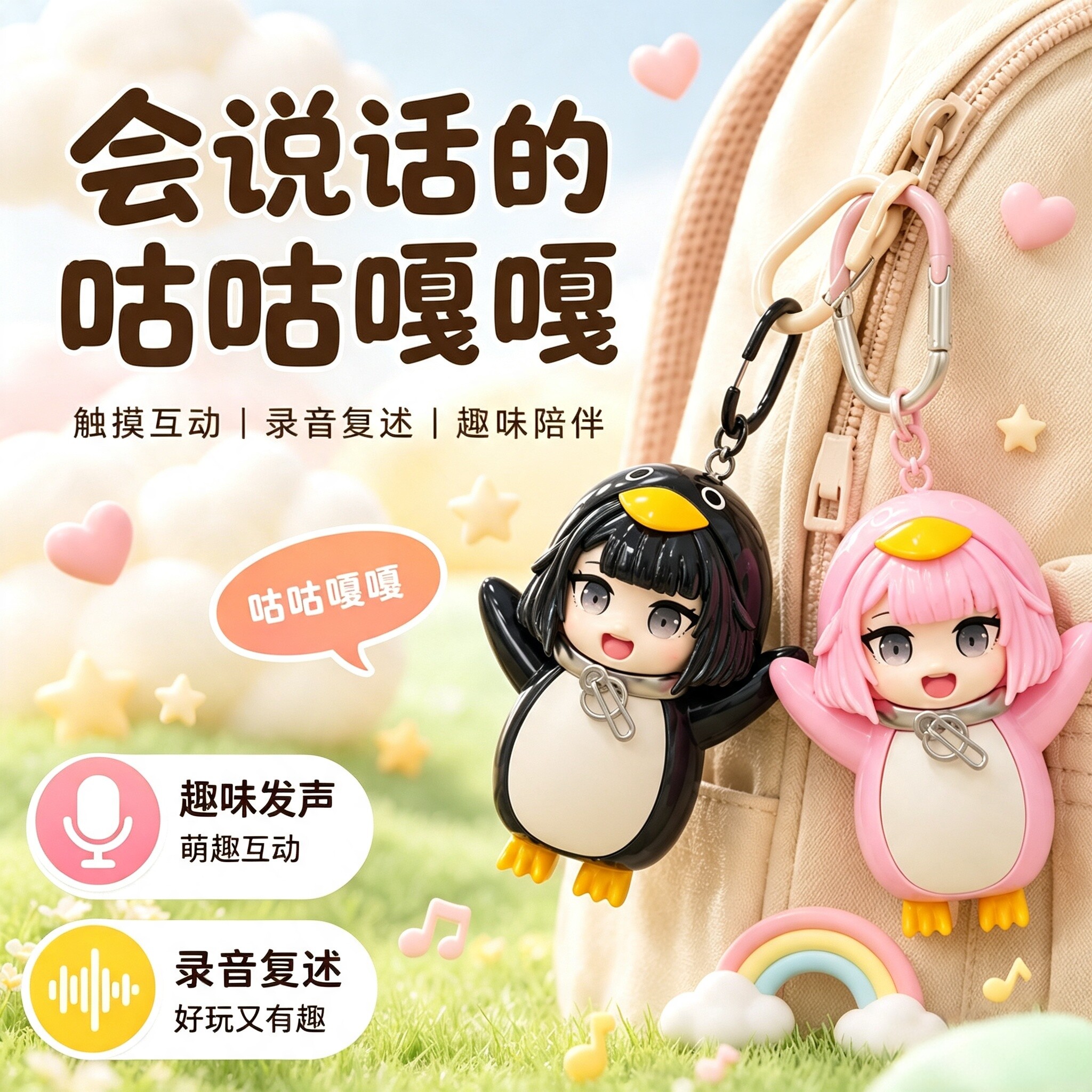 会说话的咕咕嘎嘎小企鹅管理员录音语音手办公仔摆件网红解压玩具图片