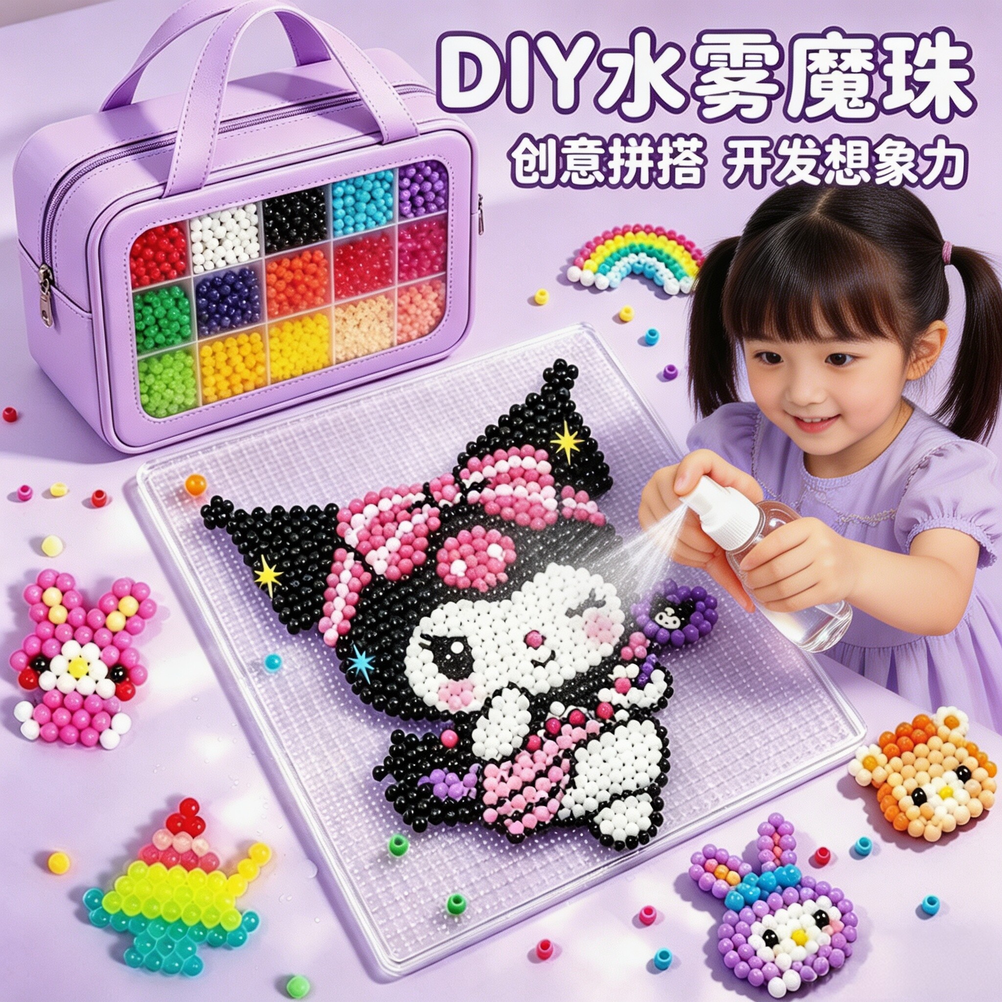 水雾魔珠全套工具儿童益智玩具女孩手工diy神奇魔法喷水拼豆套装6图片