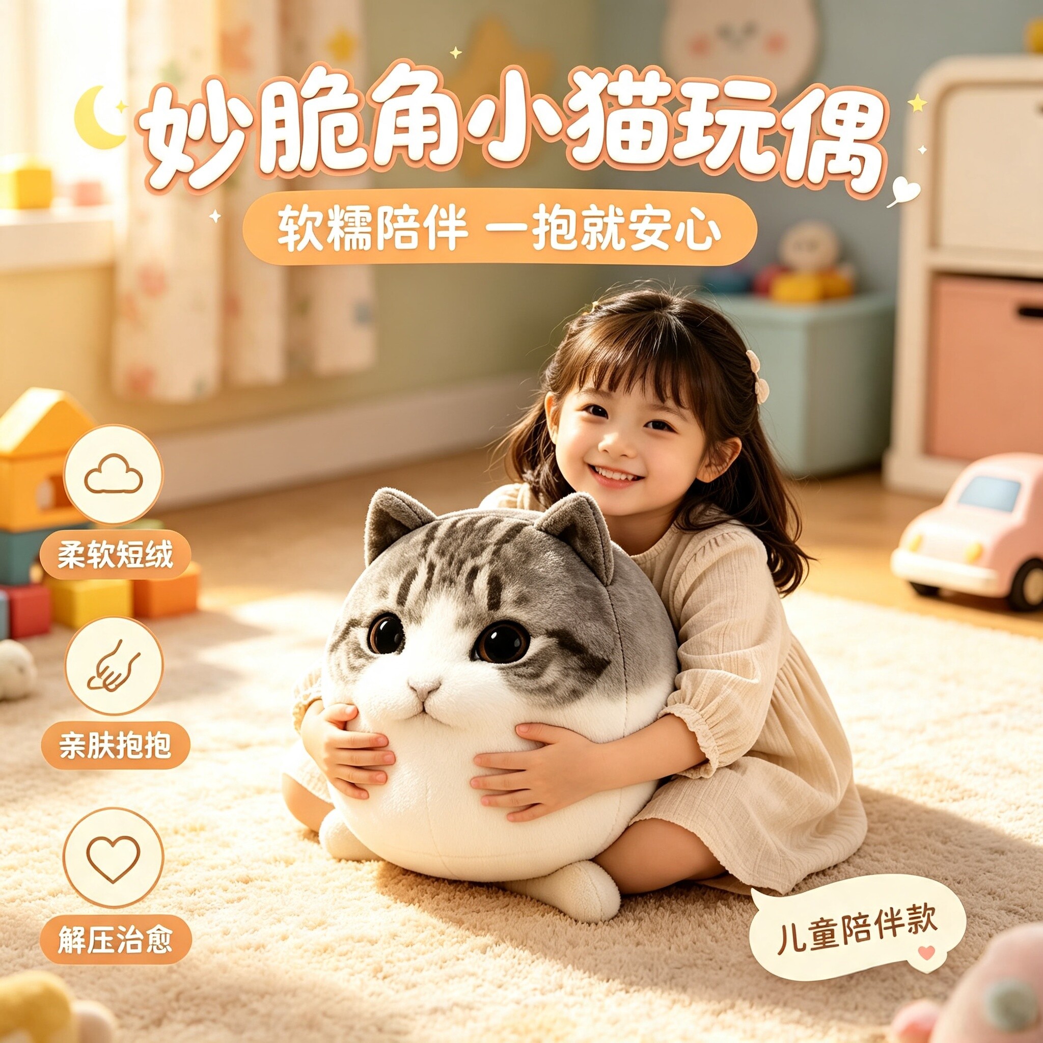 妙脆角猫挂件小猫咪玩偶毛绒玩具超软睡觉抱枕公仔卡通可爱钥匙扣图片