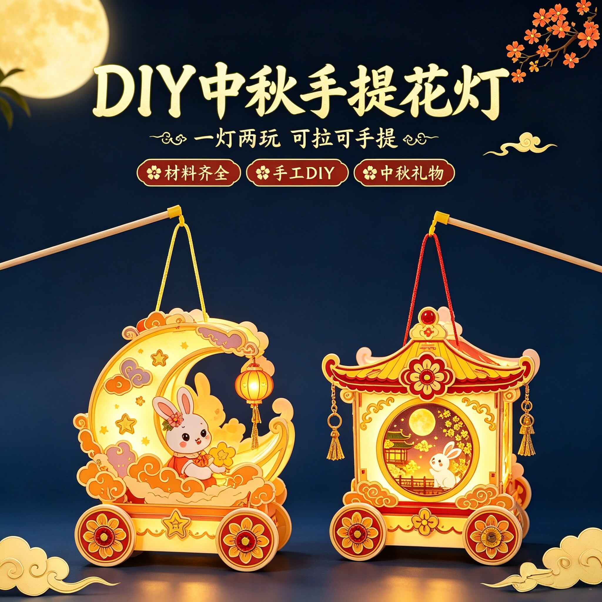 2026年新款中秋节灯笼手工diy儿童手提花灯非遗中国风幼儿园材料8图片