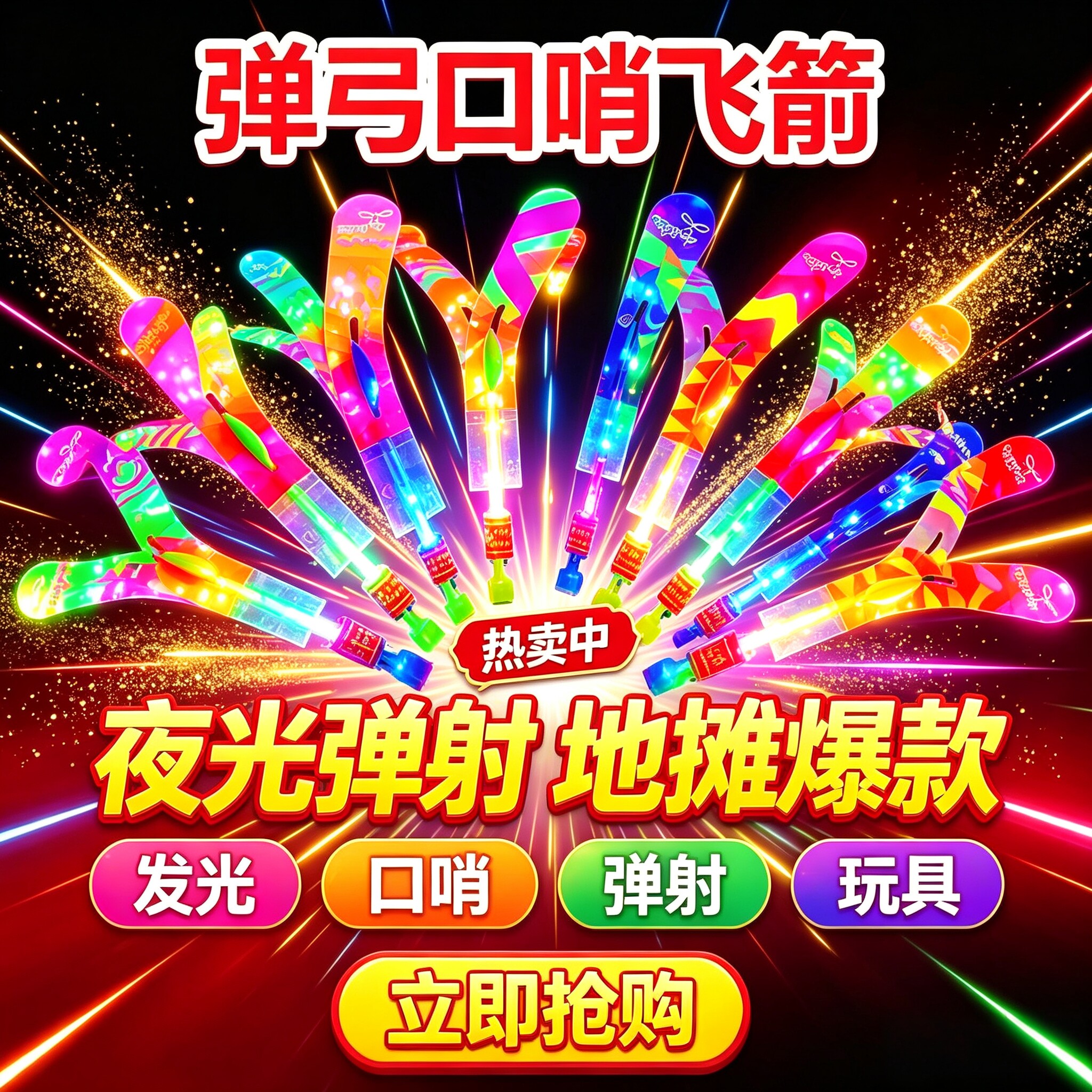 夜光飞天弹弓飞箭发光弹射义乌小商品市场儿童玩具批发摆地摊网红图片